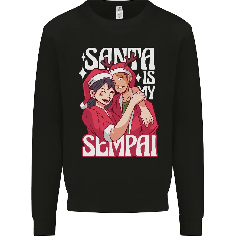 workout-ready hoodieAnime Santa is My Sempai Funny Christmas Xmas Mens Sweatshirt Jumper