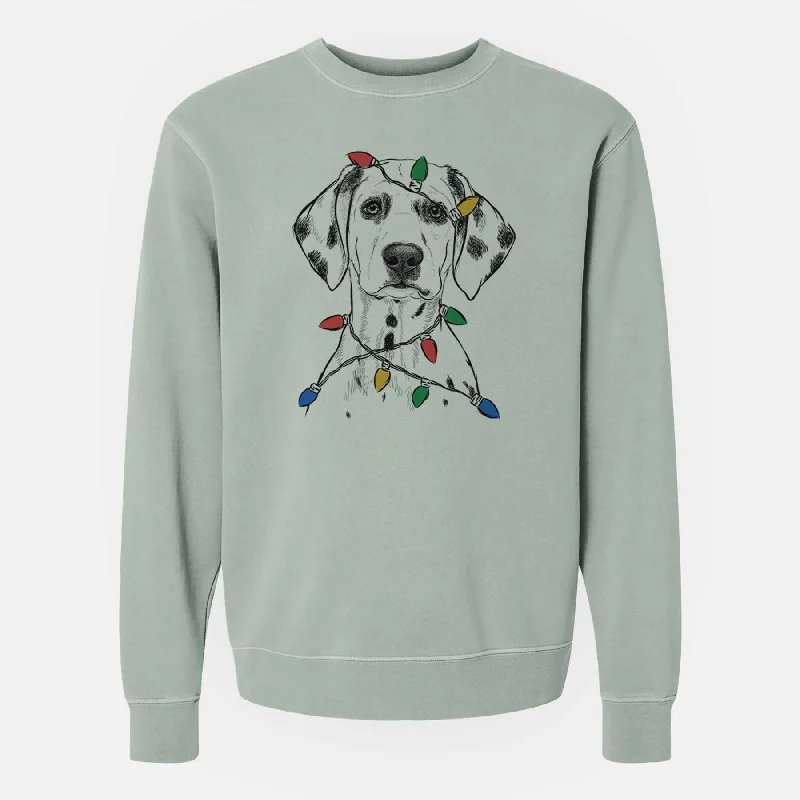 stylish training hoodieChristmas Lights Riot the Dalmatian - Unisex Pigment Dyed Crew Sweatshirt