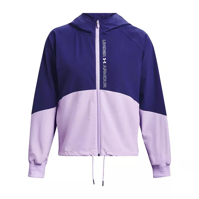 outdoor coatWomen's Under Armour Misty Purple Rival Full-Zip Hooded Woven Cropped Jacket Size M MSP$65