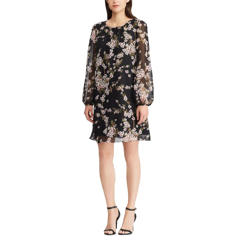 chic dressAmerican Living Womens Floral Print Shift Dress, Black, 2