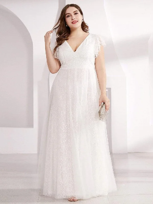 romantic dressPlus Size Cap Sleeve Floral Lace Long Formal Dresses