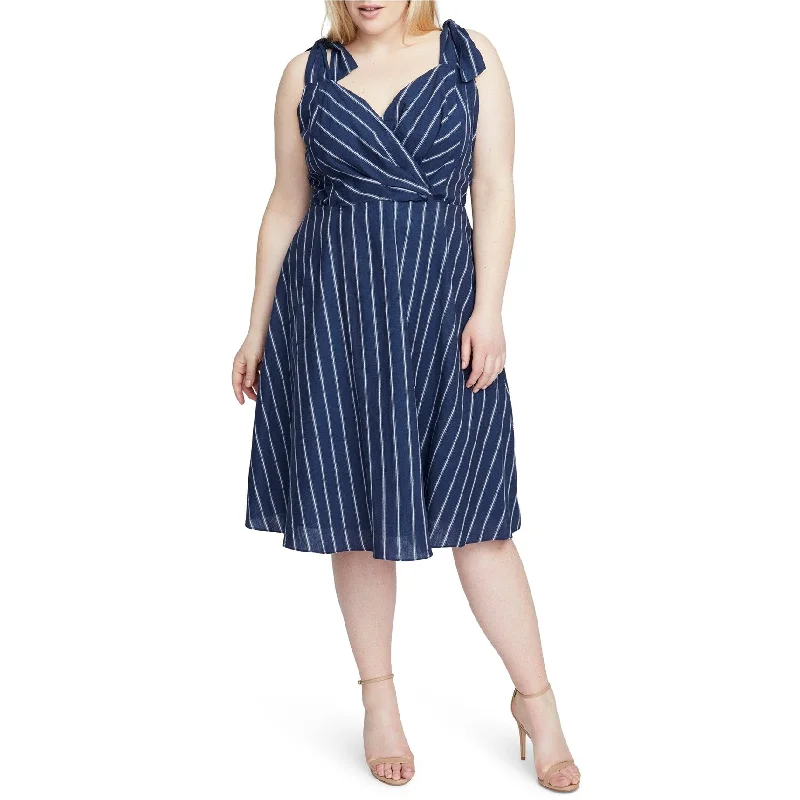 pleated dressRachel Roy Womens Kate Stripe Midi Dress, Blue, 16W