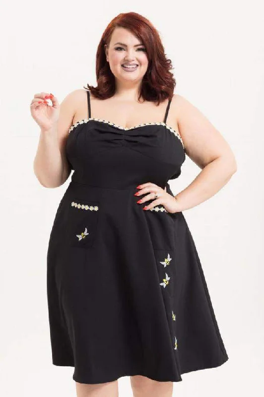 v-neck dressBee Black Flared Dress Plus Size