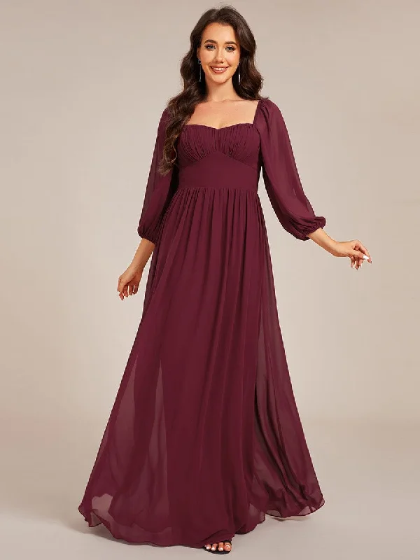 sophisticated dressSweetheart Neckline 3/4 Sleeve Chiffon Bridesmaid Dress