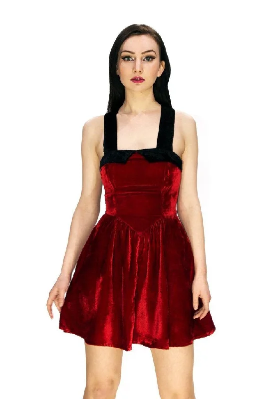 sleek midi dressDeep Red Halterneck Velvet Mini Dress - Rosalie