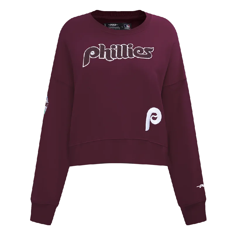 MLB PHILADELPHIA PHILLIES GAME DAY CLASSICS WOMEN'S DK CREWNECK (WINE)