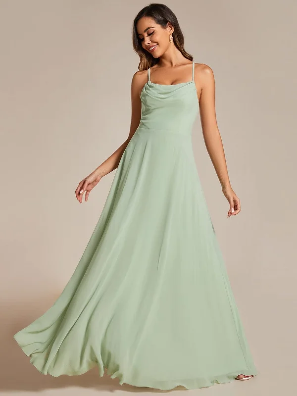 fitted bodycon dressFlowy Back Criss-Cross Swing Collar Sleeveless A-Line Bridesmaid Dress