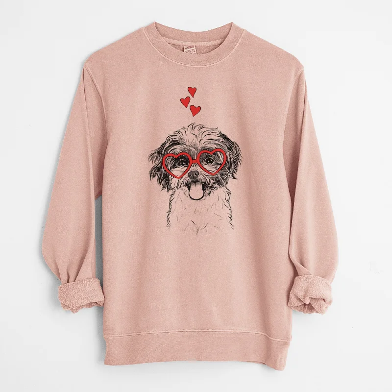 eco-friendly fitness hoodieValentine Pepper the Shihpoo - Unisex Pigment Dyed Crew Sweatshirt