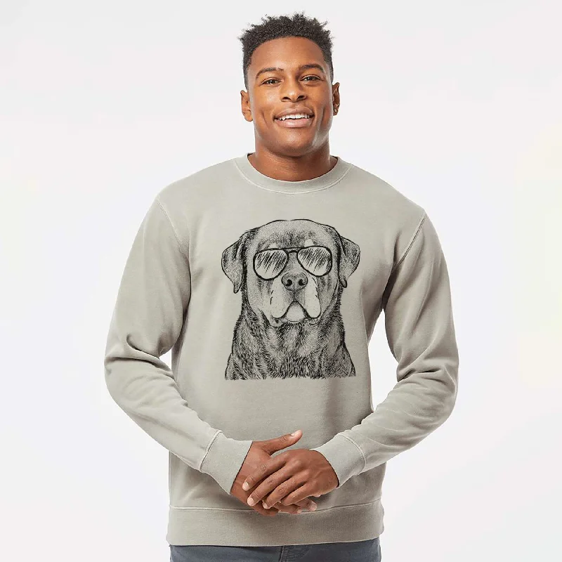 high-quality athletic sweatshirtAviator Sarge the Rottweiler - Unisex Pigment Dyed Crew Sweatshirt