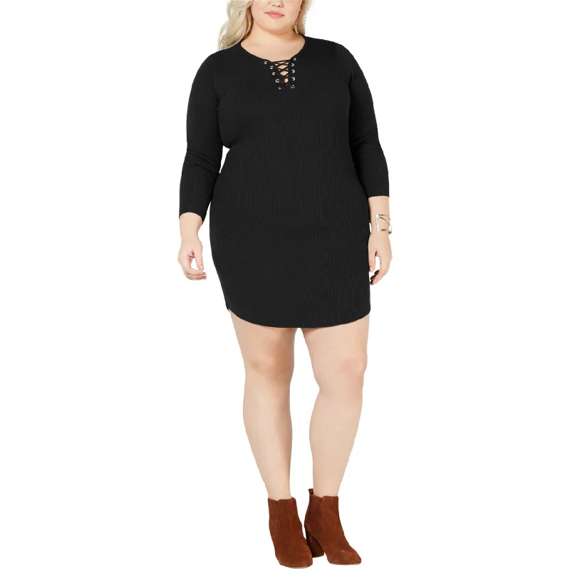 trendy wrap dressDerek Heart Womens Lace-Up Sweater Dress