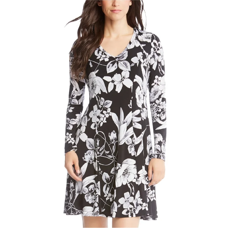 statement dressKaren Kane Womens Floral Print A-line Dress, Black, Small