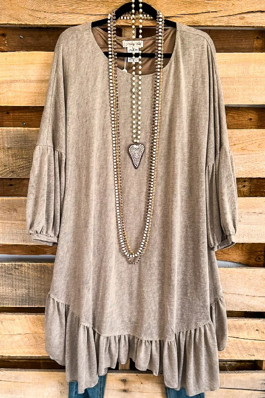 off-the-shoulder dressFound the One Dress - Taupe