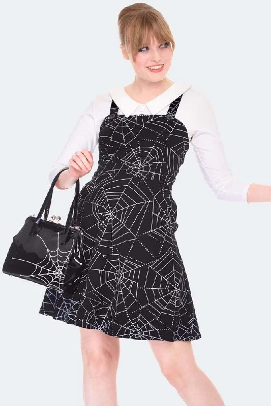 romantic dressSpider Web Print Overall Flare Dress