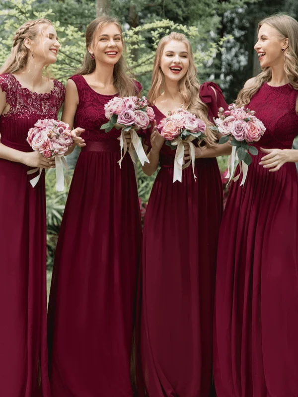 pleated maxi dressBurgundy Bridesmaid Gowns