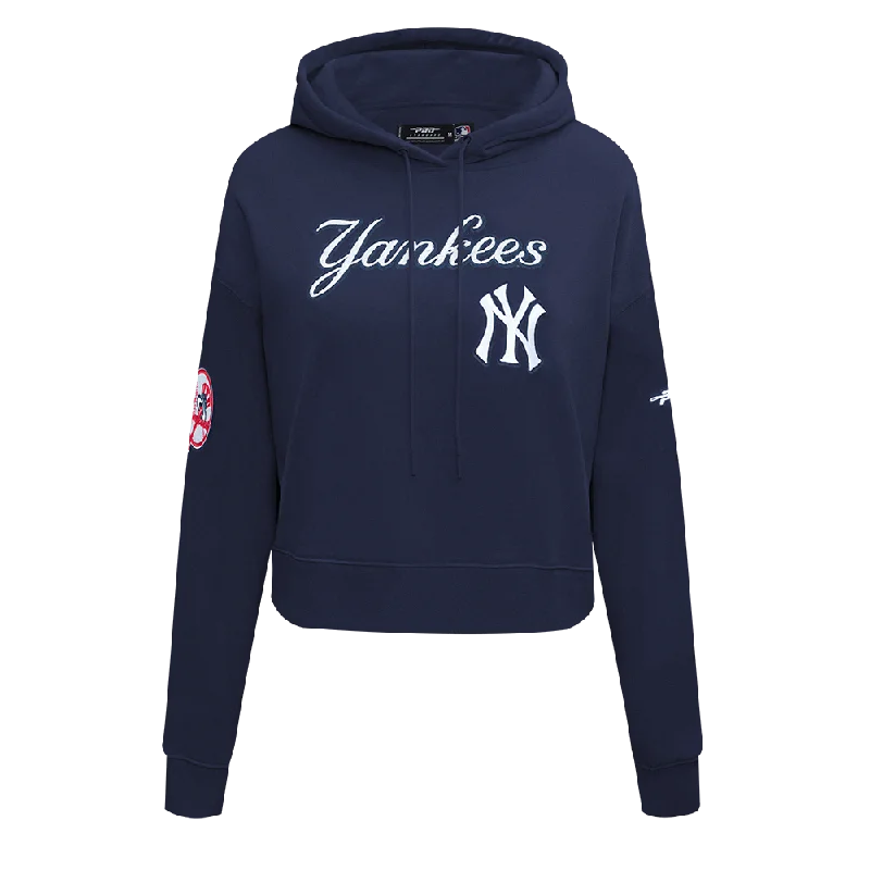 MLB NEW YORK YANKEES GAME DAY CLASSICS WOMEN'S DK CROPPED PO HOODIE (MIDNIGHT NAVY)