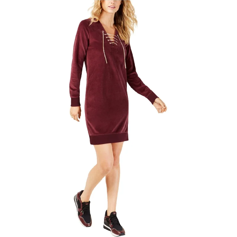 trendy dressMichael Kors Womens Lace Up Velour Shift Dress, Purple, X-Large