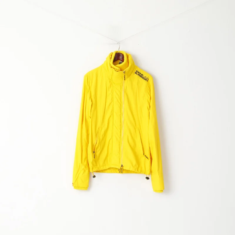 high-fashion coatSuperdry Women S Jacket Yellow Double Blacklabel Nylon 3 Zippers Lightweight Top