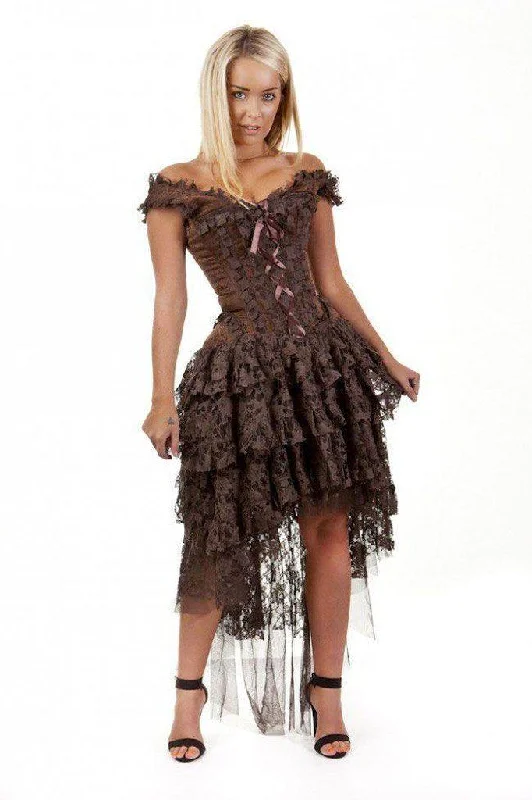 knit dressOphelie Burlesque Corset Dress In Brown Brocade