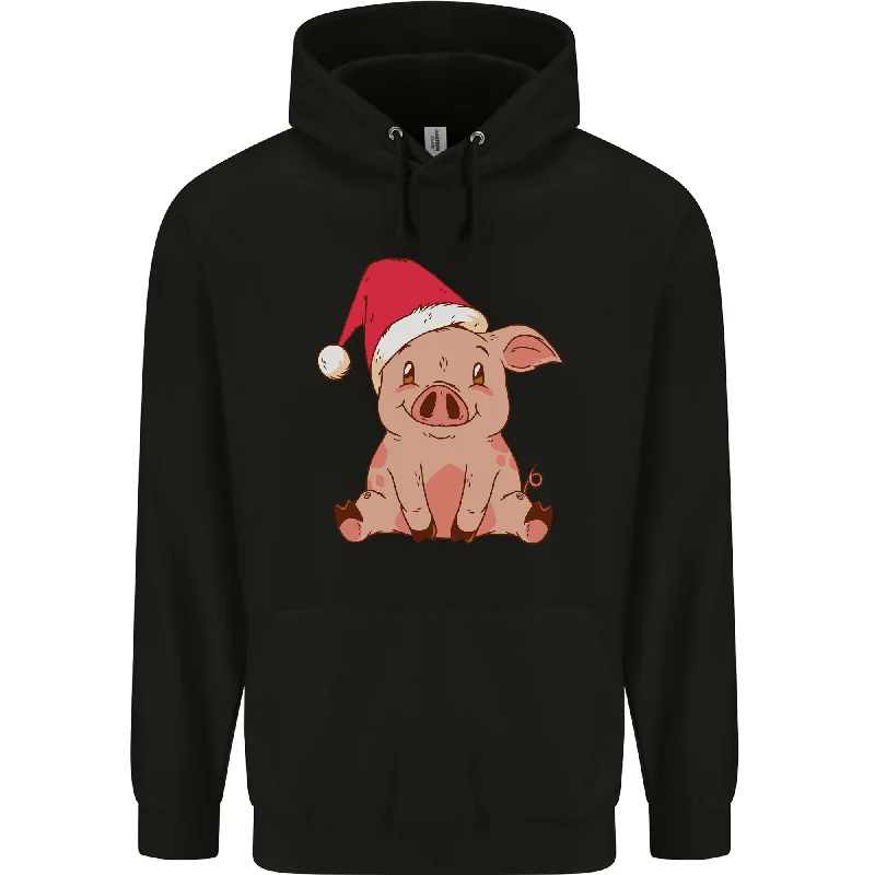 simple hoodieA Happy Christmas Pig Funny Xmas Mens 80% Cotton Hoodie