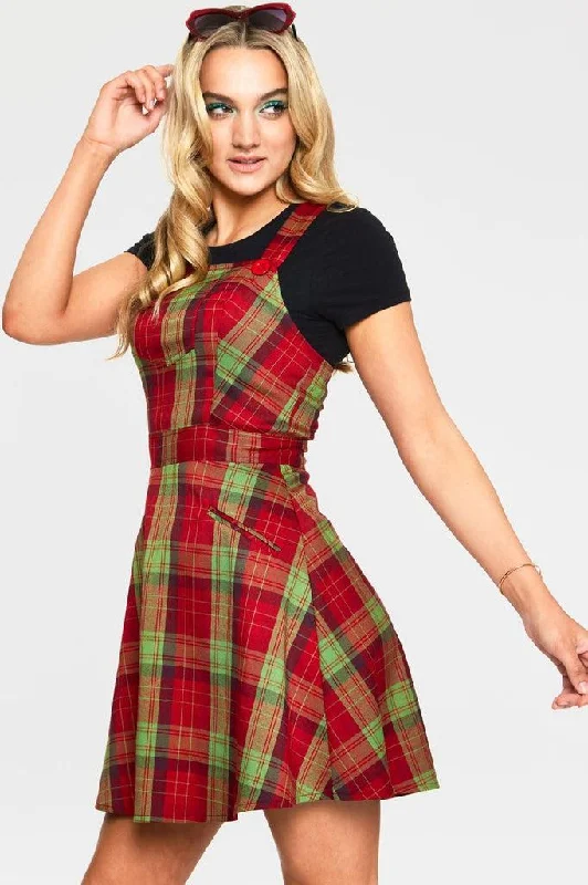 backless dressKatie 1970s Plaid Pattern Overall Dress