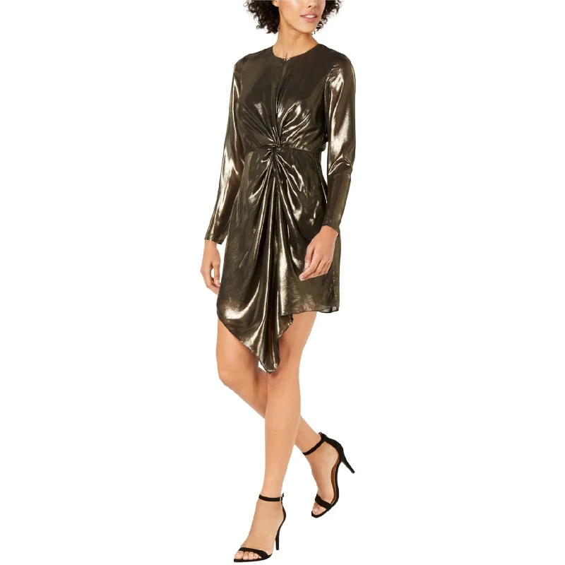 satin midi dressLucy Paris Womens Gold Twist Front A-Line Dress