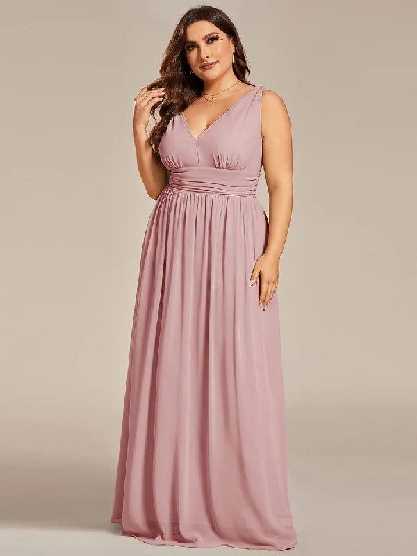 formal dressPlus Size Sleeveless V-Neck Chiffon Semi Bridesmaid Dress