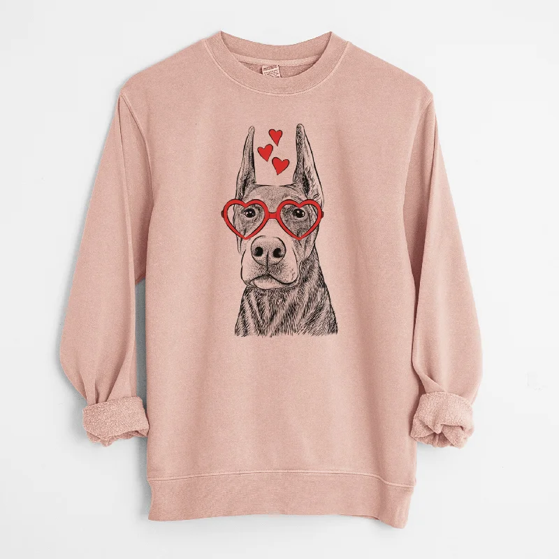 comfy workout sweatshirtValentine Luna the Doberman Pinscher - Unisex Pigment Dyed Crew Sweatshirt