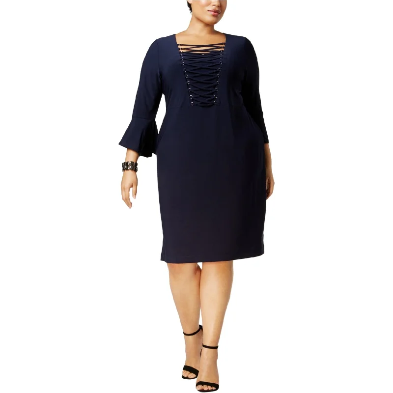 elegant evening dressLove Scarlett Womens Criss-Cross Sheath Dress, Blue, 1X