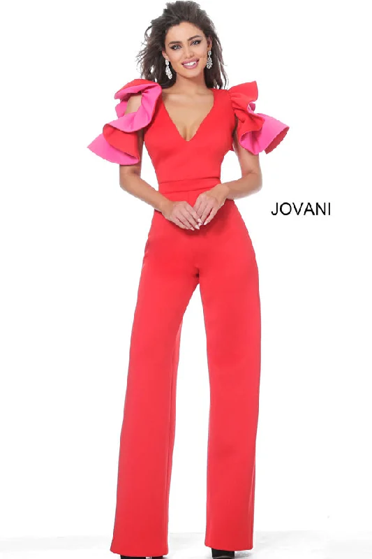 long-sleeve floral dressJOVANI 68736 JUMPSUIT