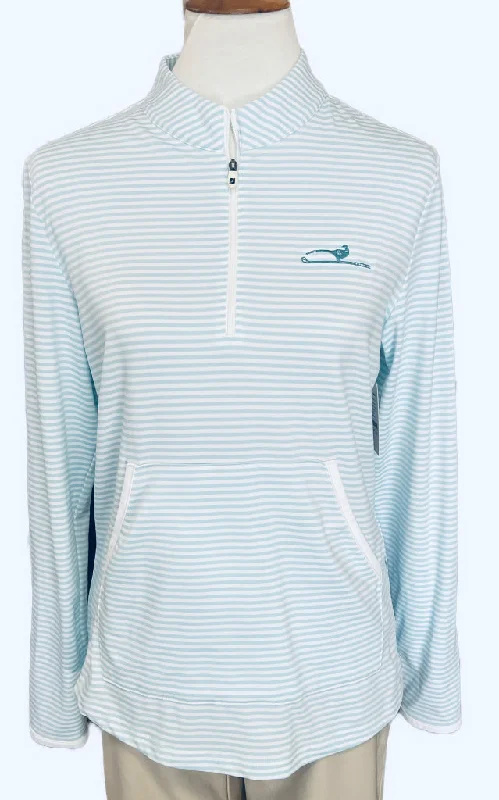 winter coatFootjoy Women's Blue & White Tonal Striped Pullover w/ Logo Size M MSP$115