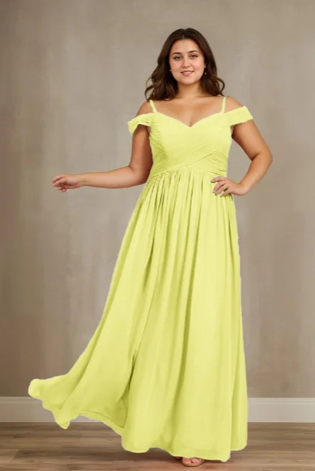 layered dressOff The Shoulder Chiffon A-line Plus Size Bridesmaid Dress