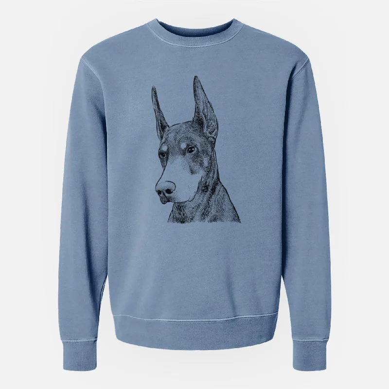 loose fit sports sweatshirtBare Sunny the Doberman Pinscher - Unisex Pigment Dyed Crew Sweatshirt