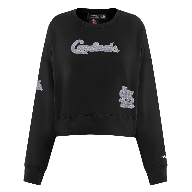 MLB ST. LOUIS CARDINALS REVERSE FRENCH TERRY WOMEN'S FLC CREWNECK (BLACK)