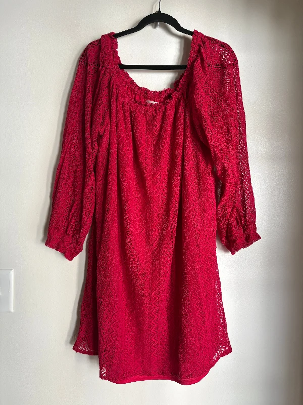 wrap-around dressDress Casual Midi By SUGARFox  In Red, Size: 3x