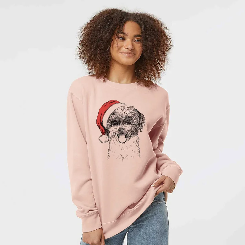 fashionable workout wearSanta Pepper the Shihpoo - Unisex Pigment Dyed Crew Sweatshirt