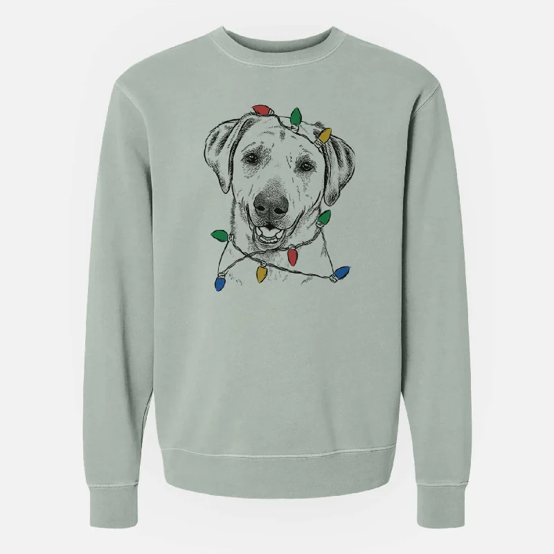 lightweight fitness hoodieChristmas Lights Rusty the Labrador Retriever - Unisex Pigment Dyed Crew Sweatshirt