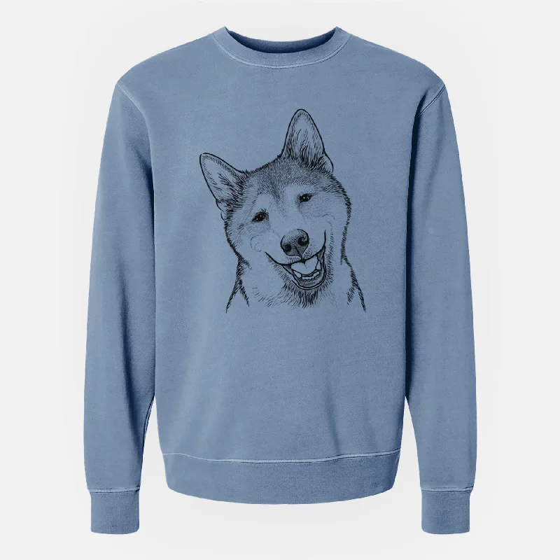 casual workout hoodieBare Koby the Shiba Inu - Unisex Pigment Dyed Crew Sweatshirt