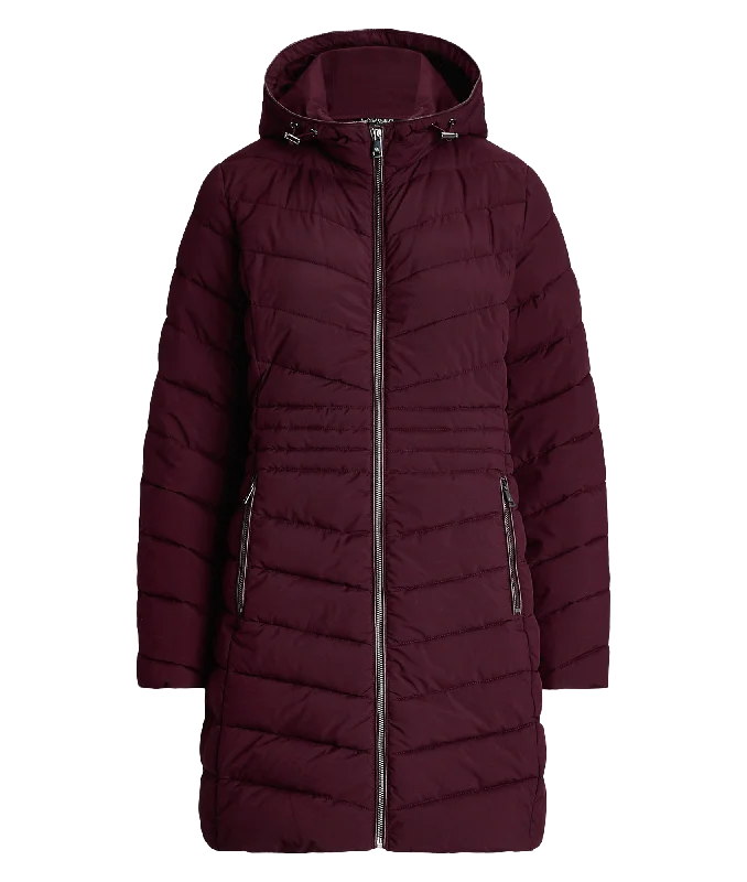 oversized coatChevron-quilted Hooded Jacket - Red