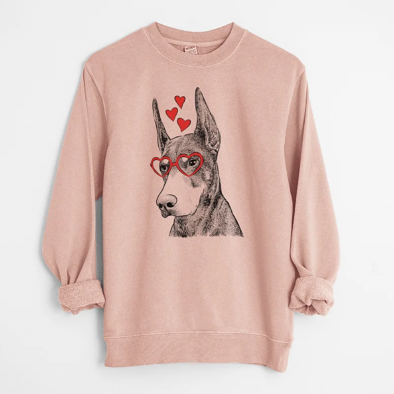 cozy workout hoodieValentine Sunny the Doberman Pinscher - Unisex Pigment Dyed Crew Sweatshirt