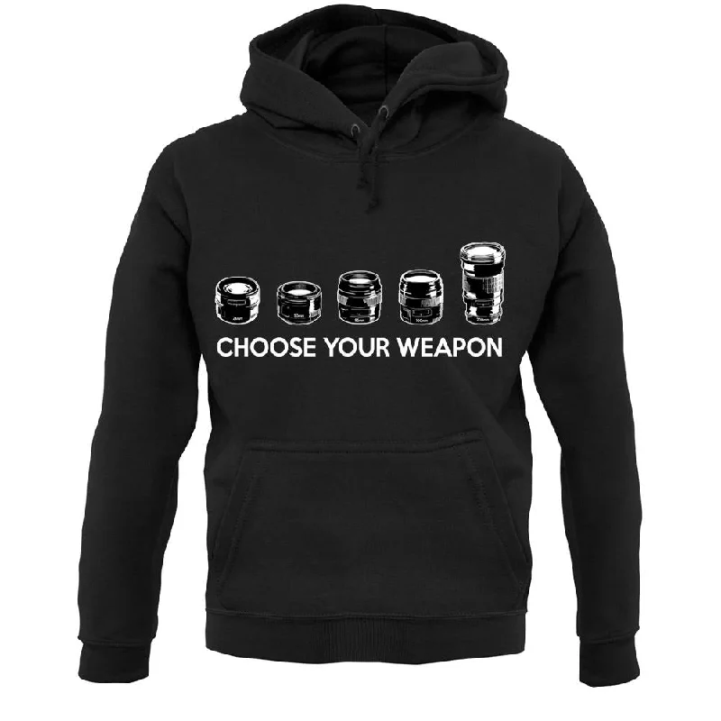 fashion-forward hoodieChoose Your Weapon (Camera Lenses) Unisex Hoodie