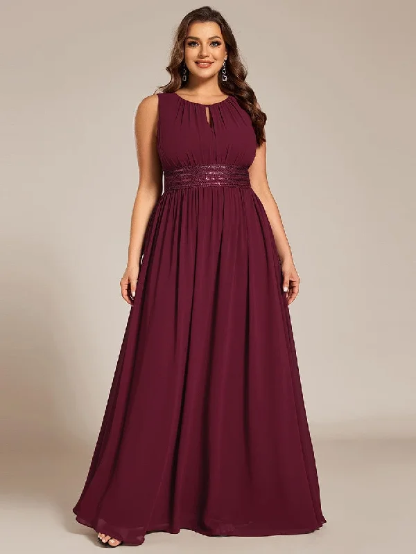 fitted cocktail dressDoris | Plus Size Hollow Out Sleeveless Empire Waist Chiffon Bridesmaid Dress