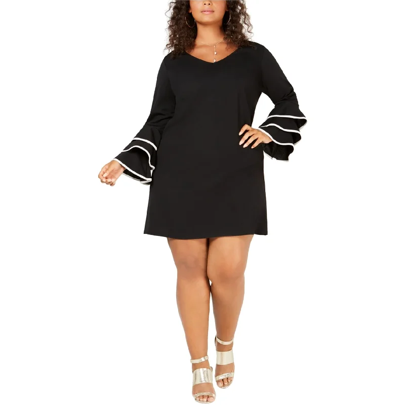 classic fit-and-flare dressLove Squared Womens Ruffle Sleeve Shift Dress, Black, 2X