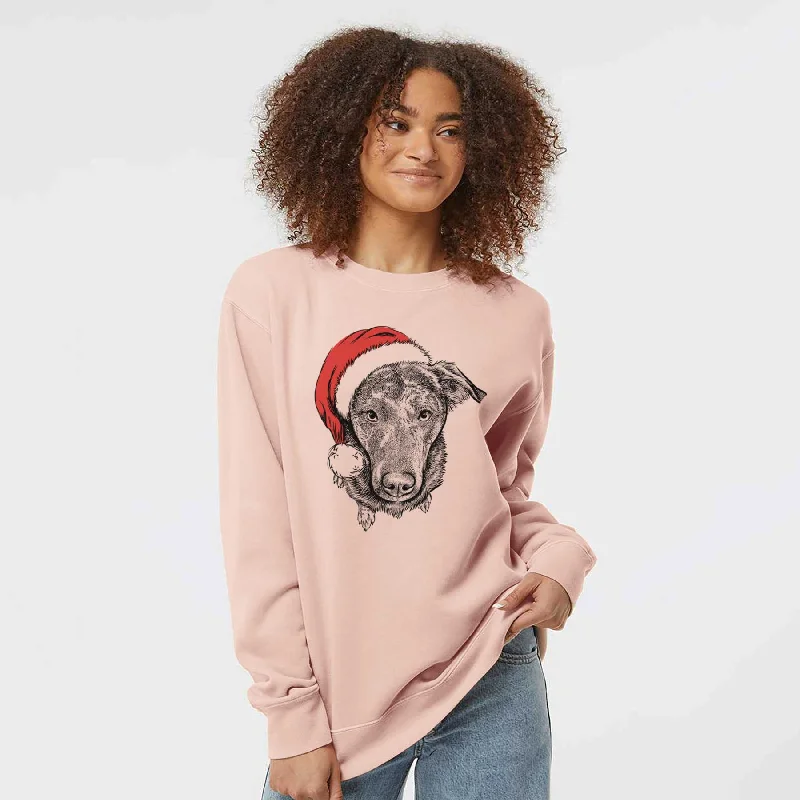 comfy workout wear hoodieSanta Echo the Pitbull Beagle Mix - Unisex Pigment Dyed Crew Sweatshirt