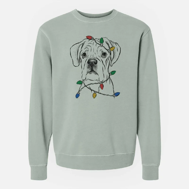 stylish performance hoodieChristmas Lights Nelly the Boxer - Unisex Pigment Dyed Crew Sweatshirt