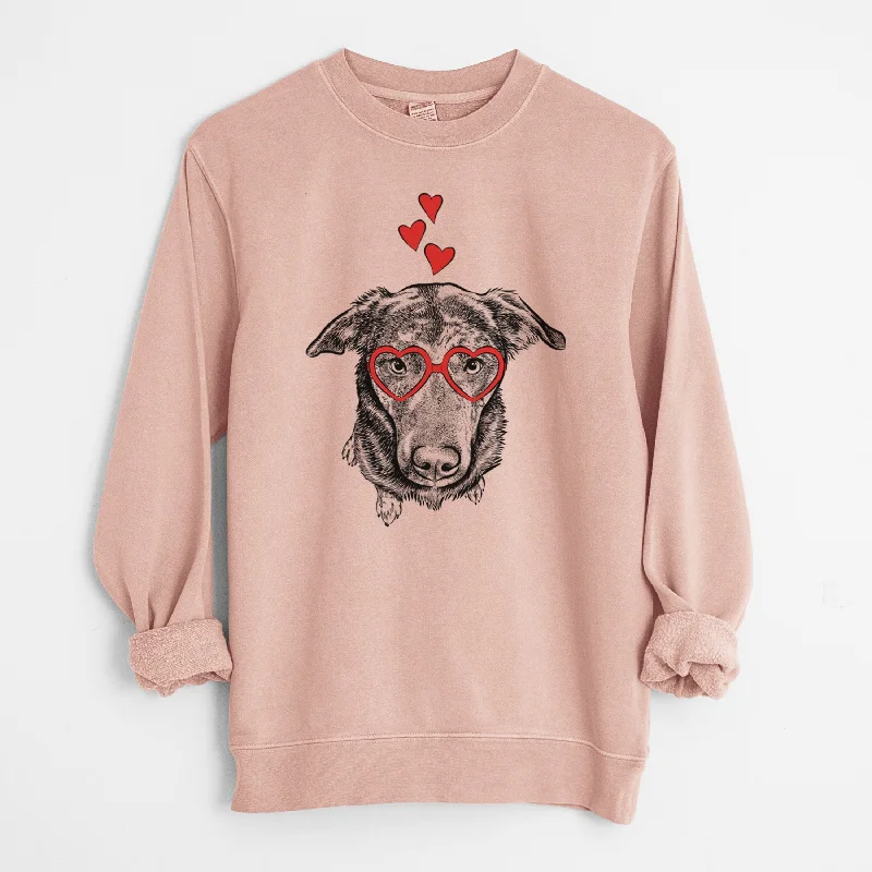 trendy gym wear hoodieValentine Echo the Pitbull Beagle Mix - Unisex Pigment Dyed Crew Sweatshirt