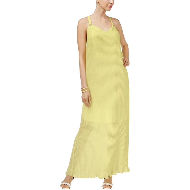 stylish party dressThalia Sodi Womens Pleated Maxi Dress, Yellow, XX-Large