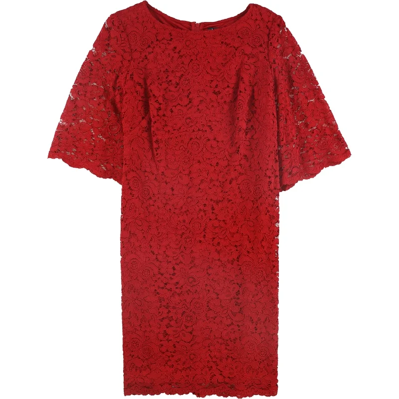 luxury dressRalph Lauren Womens Lace Sheath Dress, Red, 2