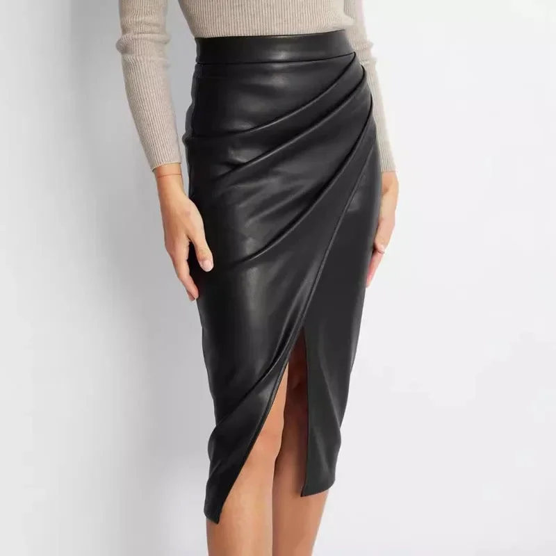 elegant dressMeredith Statement Leather Midi Skirt