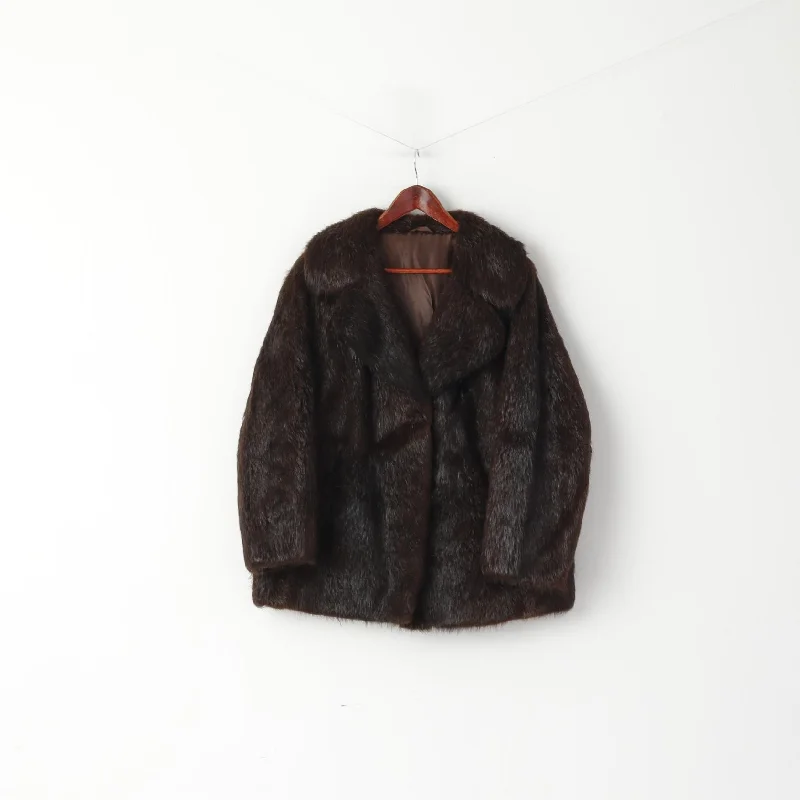 lightweight winter coatWomen L Jacket Authentic Nutria Fur Brown Boho Vintage Lined Top