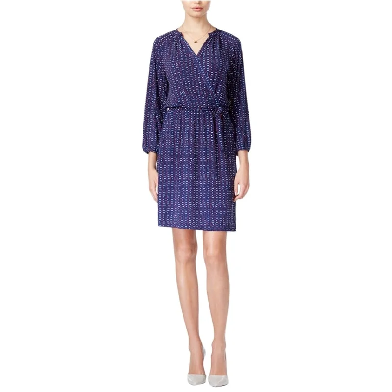 casual evening dressmaison Jules Womens Dot-Print Wrap A-line Dress, Blue, XX-Small